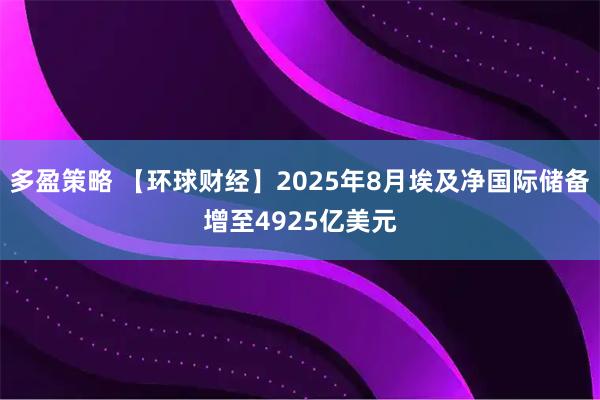 多盈策略 【环球财经】2025年8月埃及净国际储备增至4925亿美元